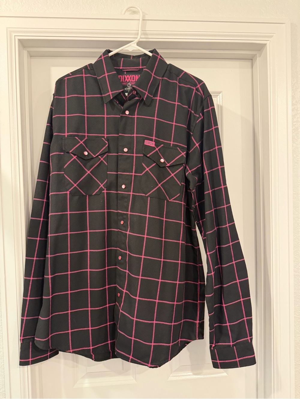 DIXXON Men's Hope Black & Pink Windowpane Button-Up Shirt